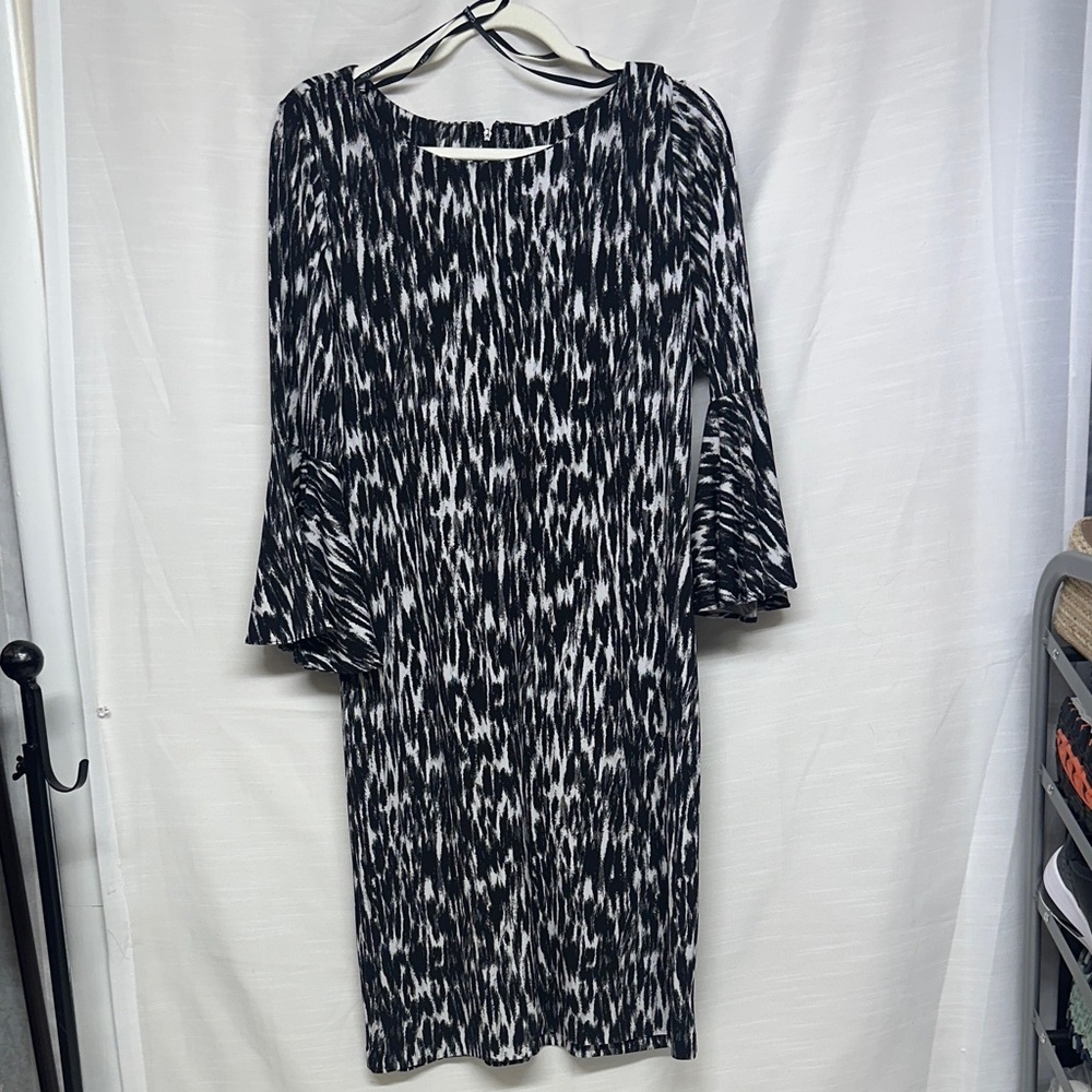 Calvin Klein Black and White Long Sleeve Dress